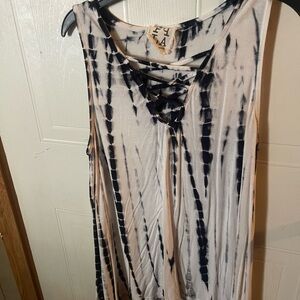 PPLA Black and White Tie-Dye Tank Top